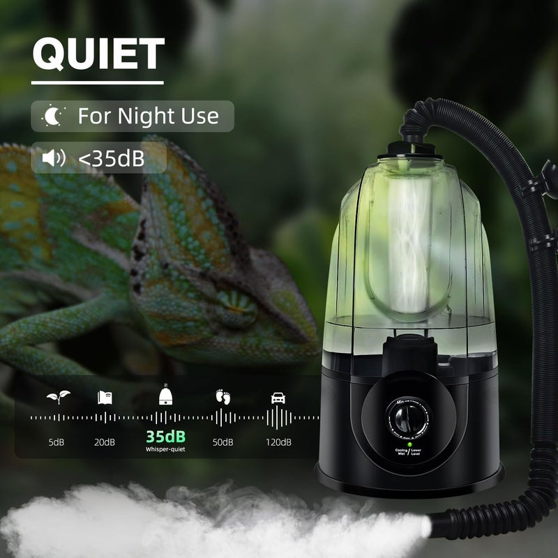 Coospider 3.8L Reptile Fogger Mister, Quiet Reptile Humidifier for Reptiles Tank, Terrarium Humidifiers with Extended Tube, Automatic Reptile Misting System for Reptiles Amphibians Herps Vivarium - Image 2
